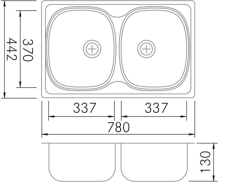 Lava-loiças - Duo 780 - Plano técnico