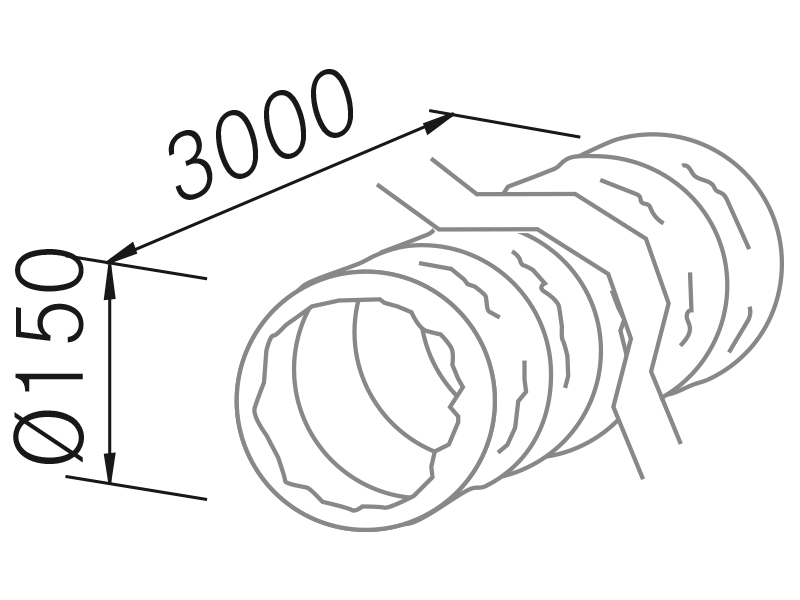 Exaustores - Tubo flexible reondo 3 m. - Plano técnico