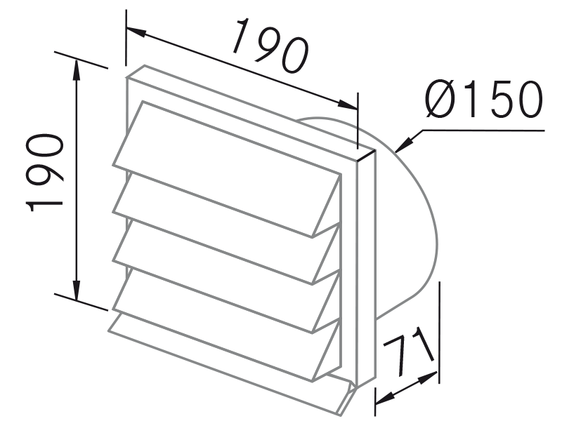 Exaustores - Deflector salida exterior Ø150 - Plano técnico